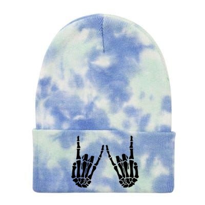 Rock On Rock Star Skeleton Hands Rocker Funny Halloween Cool Gift Tie Dye 12in Knit Beanie