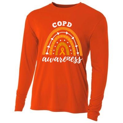 Rainbow Orange Ribbon Copd Awareness Gift Cooling Performance Long Sleeve Crew