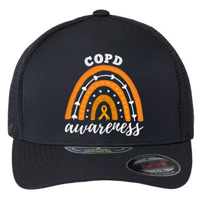 Rainbow Orange Ribbon Copd Awareness Gift Flexfit Unipanel Trucker Cap