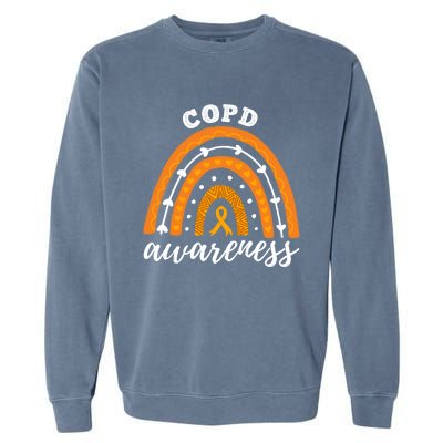 Rainbow Orange Ribbon Copd Awareness Gift Garment-Dyed Sweatshirt