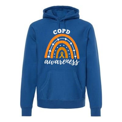 Rainbow Orange Ribbon Copd Awareness Gift Premium Hoodie