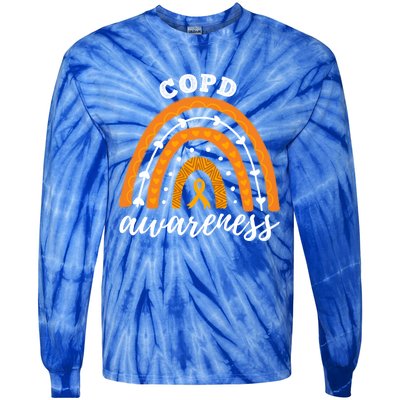 Rainbow Orange Ribbon Copd Awareness Gift Tie-Dye Long Sleeve Shirt