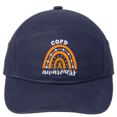 Rainbow Orange Ribbon Copd Awareness Gift 7-Panel Snapback Hat