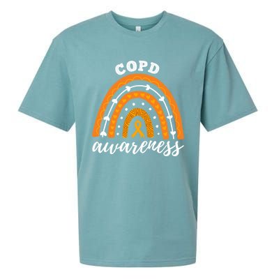 Rainbow Orange Ribbon Copd Awareness Gift Sueded Cloud Jersey T-Shirt