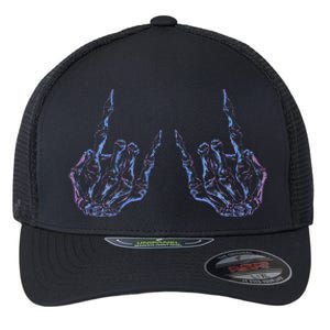 Rock On Rock Star Buddy Concert Halloween Skeleton Hands Flexfit Unipanel Trucker Cap