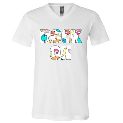 Rock On Rock Climbing V-Neck T-Shirt