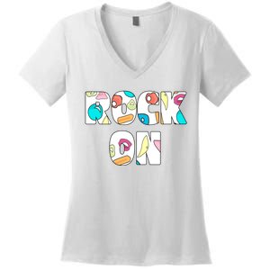 Rock On Rock Climbing Women's V-Neck T-Shirt