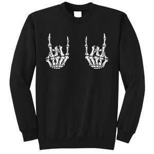 Rock On Rock Star Skeleton Hands Rocker Funny Halloween Sweatshirt