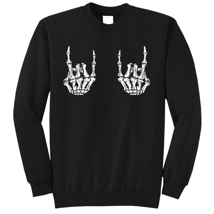 Rock On Rock Star Skeleton Hands Rocker Funny Halloween Sweatshirt