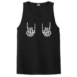 Rock On Rock Star Skeleton Hands Rocker Funny Halloween PosiCharge Competitor Tank