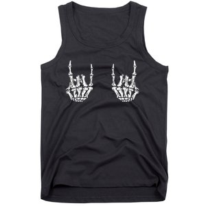 Rock On Rock Star Skeleton Hands Rocker Funny Halloween Tank Top