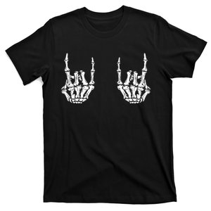 Rock On Rock Star Skeleton Hands Rocker Funny Halloween T-Shirt