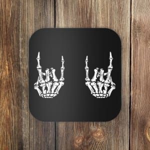 Rock On Rock Star Skeleton Hands Rocker Funny Halloween Coaster