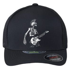 Rock On Rock Star Skeleton Playing Guitar Costume Flexfit Unipanel Trucker Cap