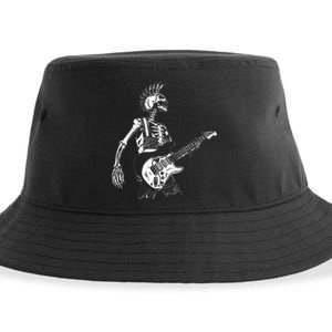 Rock On Rock Star Skeleton Playing Guitar Costume Sustainable Bucket Hat