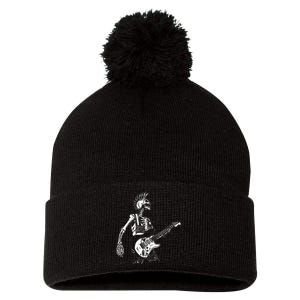 Rock On Rock Star Skeleton Playing Guitar Costume Pom Pom 12in Knit Beanie