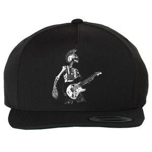 Rock On Rock Star Skeleton Playing Guitar Costume Wool Snapback Cap