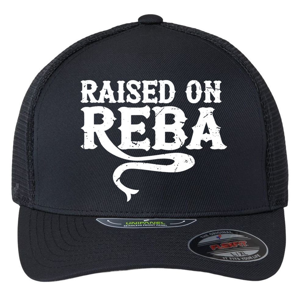 Raised On Reba Vintage Flexfit Unipanel Trucker Cap