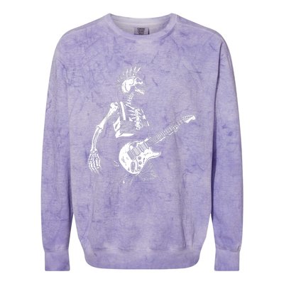 Rock On Rock Star Skeleton Playing Guitar Costume Halloween Colorblast Crewneck Sweatshirt