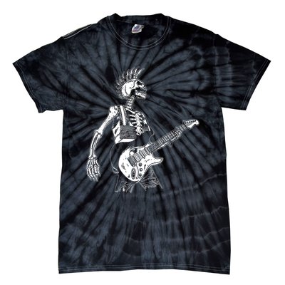 Rock On Rock Star Skeleton Playing Guitar Costume Halloween Tie-Dye T-Shirt