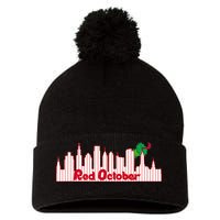 Red October Pom Pom 12in Knit Beanie
