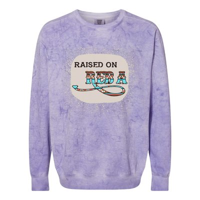 Raised On Reba Funny Bleached Colorblast Crewneck Sweatshirt