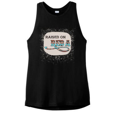 Raised On Reba Funny Bleached Ladies PosiCharge Tri-Blend Wicking Tank