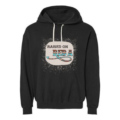 Raised On Reba Funny Bleached Garment-Dyed Fleece Hoodie