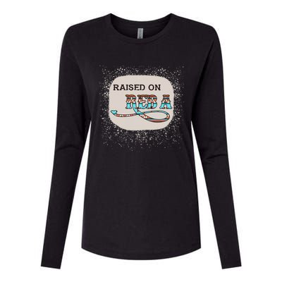 Raised On Reba Funny Bleached Womens Cotton Relaxed Long Sleeve T-Shirt