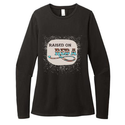 Raised On Reba Funny Bleached Womens CVC Long Sleeve Shirt