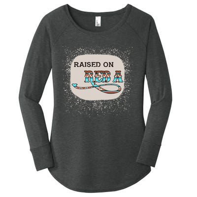 Raised On Reba Funny Bleached Women's Perfect Tri Tunic Long Sleeve Shirt