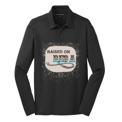 Raised On Reba Funny Bleached Silk Touch Performance Long Sleeve Polo