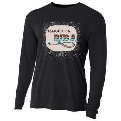 Raised On Reba Funny Bleached Cooling Performance Long Sleeve Crew