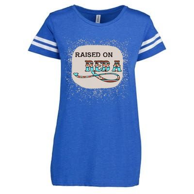 Raised On Reba Funny Bleached Enza Ladies Jersey Football T-Shirt