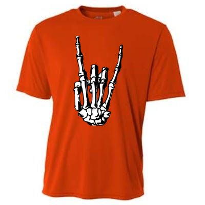 Rock On Rock Star Skeleton Hands Rocker Funny Halloween Gift Cooling Performance Crew T-Shirt