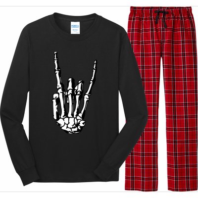 Rock On Rock Star Skeleton Hands Rocker Funny Halloween Gift Long Sleeve Pajama Set