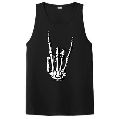 Rock On Rock Star Skeleton Hands Rocker Funny Halloween Gift PosiCharge Competitor Tank