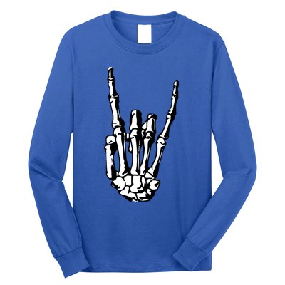 Rock On Rock Star Skeleton Hands Rocker Funny Halloween Gift Long Sleeve Shirt