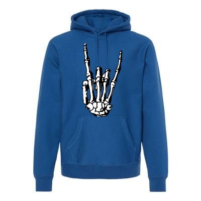 Rock On Rock Star Skeleton Hands Rocker Funny Halloween Gift Premium Hoodie