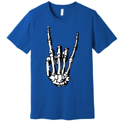 Rock On Rock Star Skeleton Hands Rocker Funny Halloween Gift Premium T-Shirt