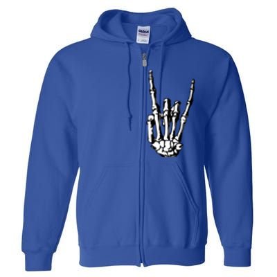 Rock On Rock Star Skeleton Hands Rocker Funny Halloween Gift Full Zip Hoodie