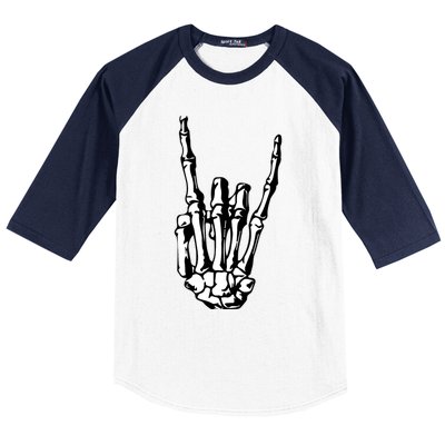 Rock On Rock Star Skeleton Hands Rocker Funny Halloween Gift Baseball Sleeve Shirt