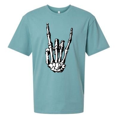 Rock On Rock Star Skeleton Hands Rocker Funny Halloween Gift Sueded Cloud Jersey T-Shirt