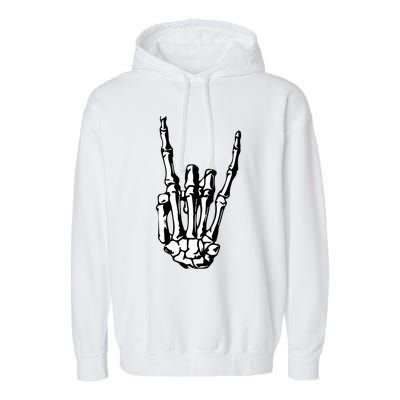 Rock On Rock Star Skeleton Hands Rocker Funny Halloween Gift Garment-Dyed Fleece Hoodie