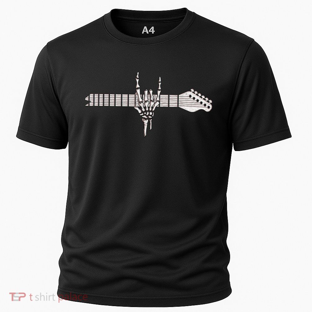 Rock On Rock Star Guitar Skeleton Hand Performance Shirt