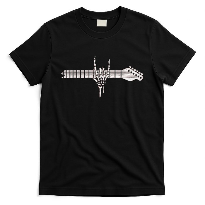 Rock On Rock Star Guitar Skeleton Hand T-Shirt