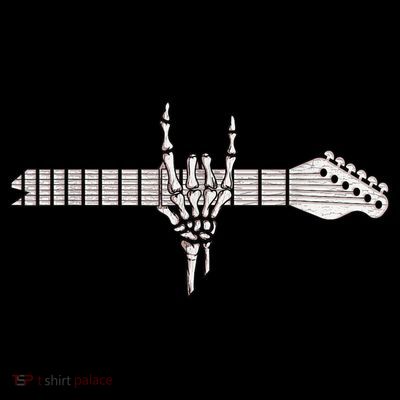 Rock On Rock Star Guitar Skeleton Hand T-Shirt
