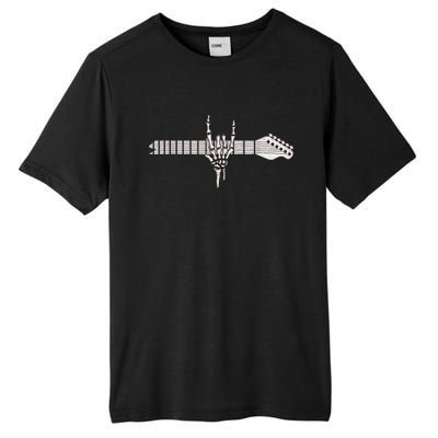 Rock On Rock Star Guitar Skeleton Hand Tall Fusion ChromaSoft Performance T-Shirt