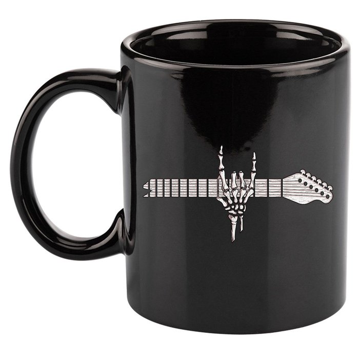 Rock On Rock Star Guitar Skeleton Hand 11oz C Handle Ceramic Mug