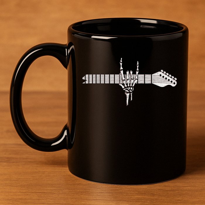 Rock On Rock Star Guitar Skeleton Hand 11oz C Handle Ceramic Mug